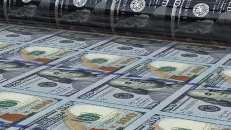 press machine printing current 100 usd banknotes stock video 4k