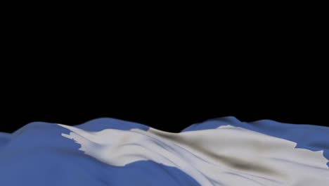 antarctica fabric flag waving on the wind loop. antarctica embroidery stitched cloth banner swaying on the breeze. half-filled black background. place for text. 20 seconds loop.