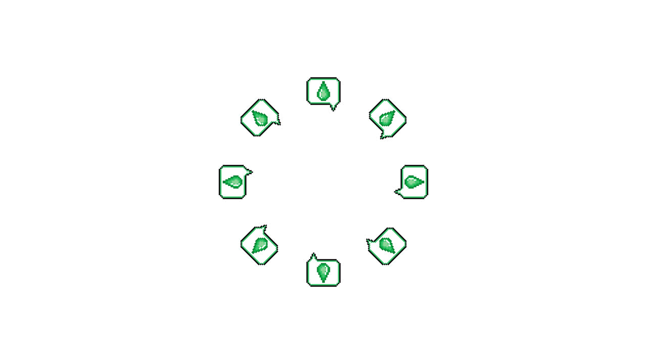 Pixel Art Speech bubble Drop Spinning Circle Animated Overlay Transparent 30fps (5)