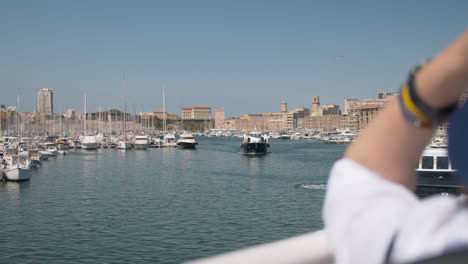 summery harbour city scene with birds flying past and beautiful blue sky