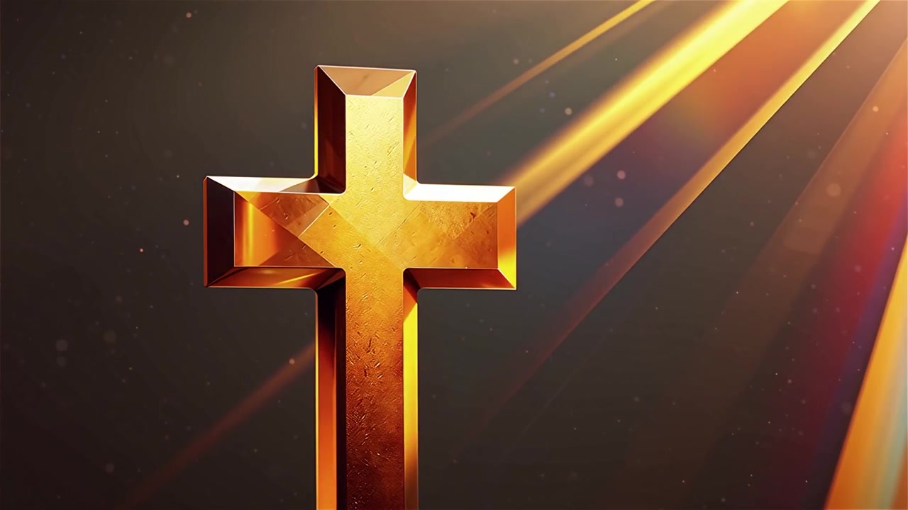 Croce Cristiana Luce Celestiale Sfondo per il Culto.
