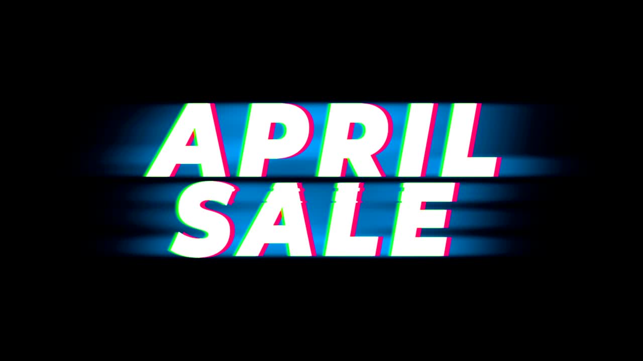 April Sale Text Vintage Glitch Effect Promotion.