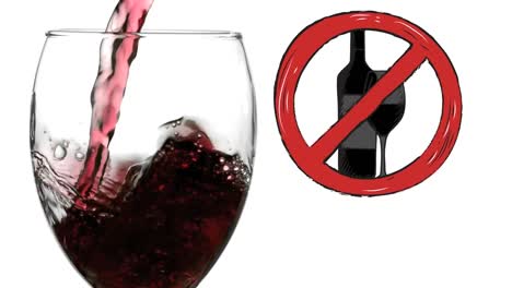 Animation-of-prohibition-sign-over-glass-of-wine