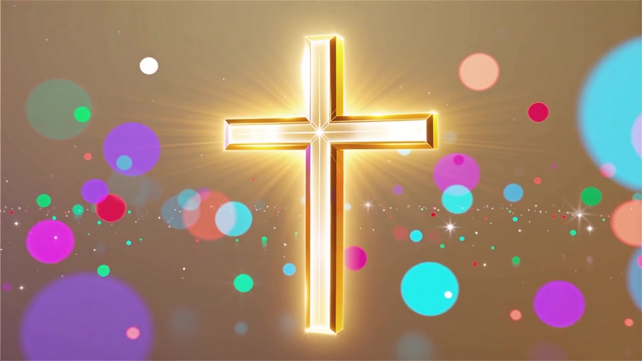 Christliches Kreuz, himmlisches Licht, Anbetungshintergrund.