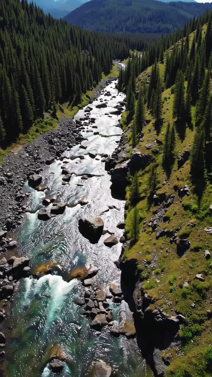 vista aérea del valle del río de la montaña