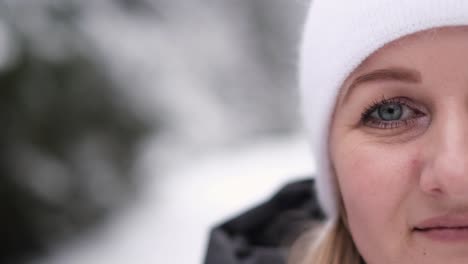 halfface portrait of a girl on a winter background halfface portrait of a girl on a winter background womans face closeup video