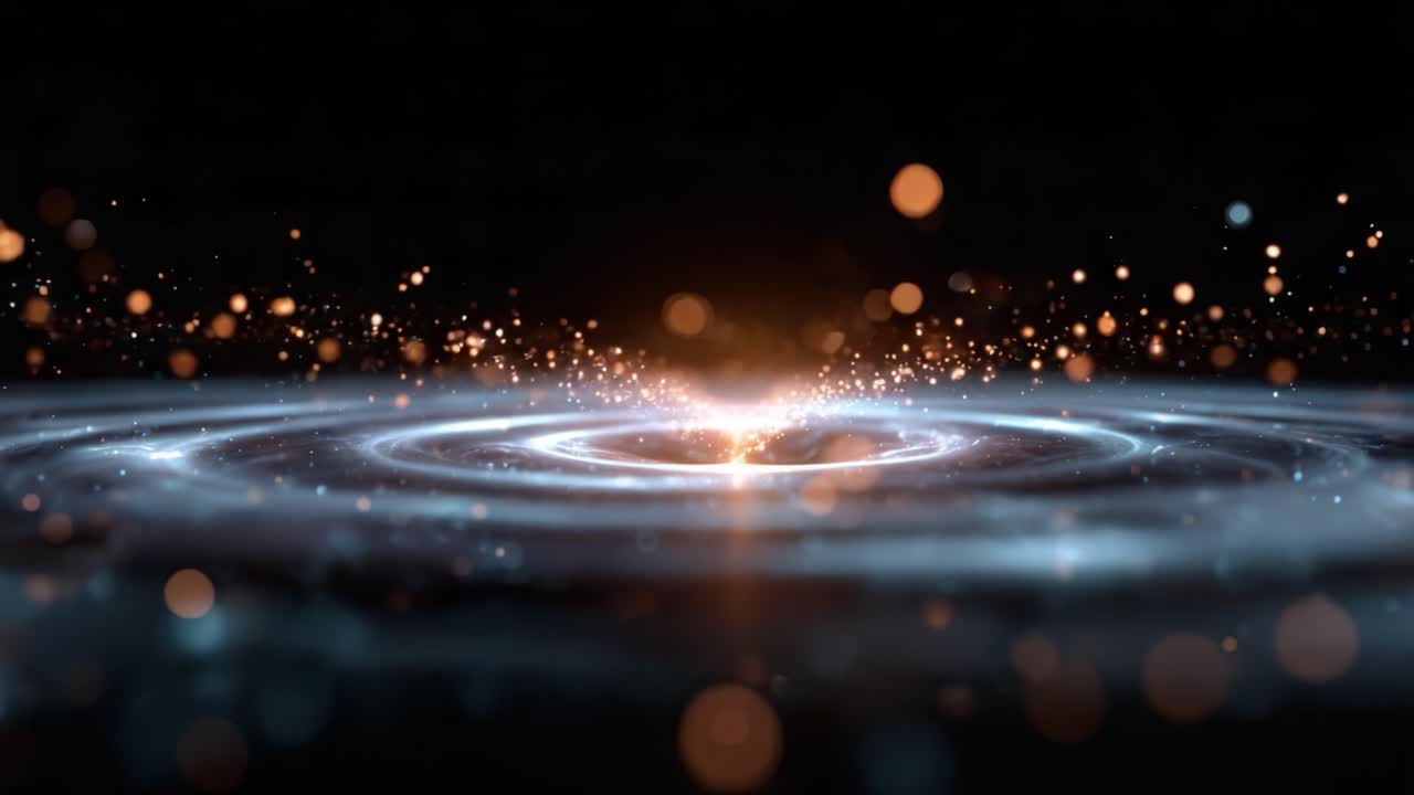 Una danza cosmica di luce ed energia: affascinanti turbinii di particelle scintillanti creano un'ipnotica e splendida scena di meraviglia celestiale in un vasto universo