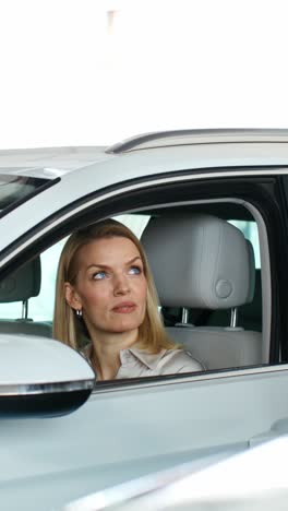 woman driving a car