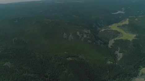 Extremely-high-aerial-of-vast-landscape-in-the-Bighorn-Mountains-of-Wyoming