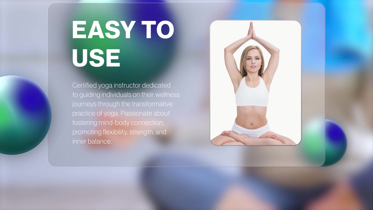 Interfaccia digitale che mostra profili professionali e istruzioni di yoga