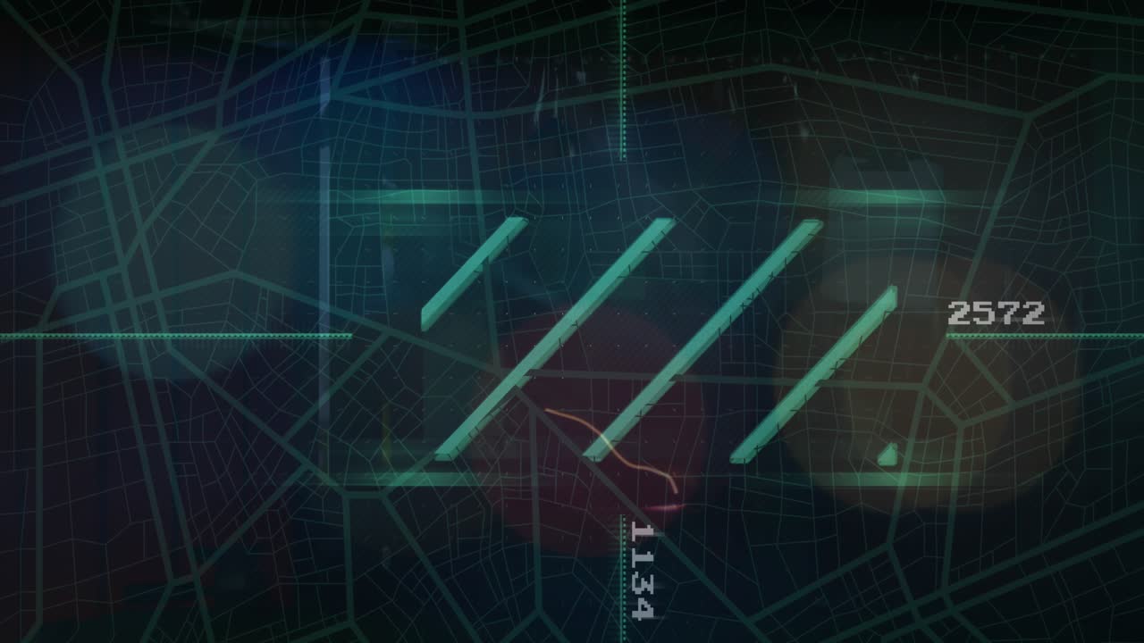 Animation of data processing with numbers over grid