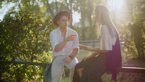 couple talking in a park