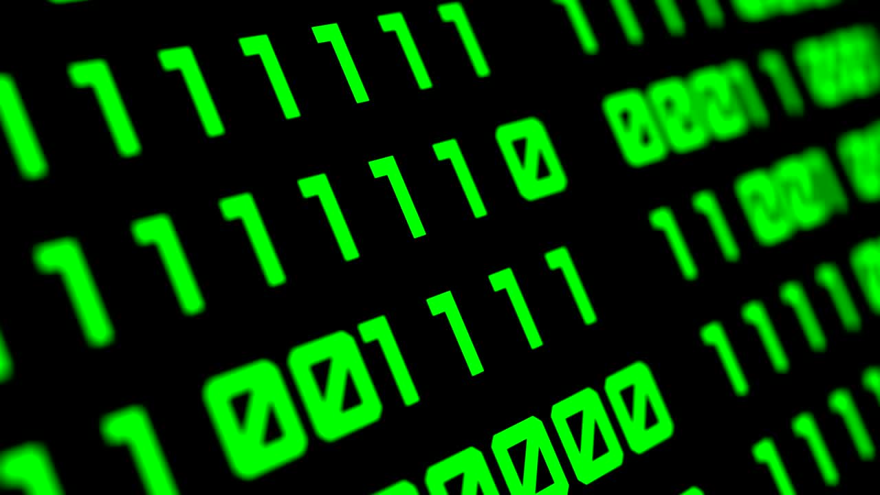 Binary code black and green animation