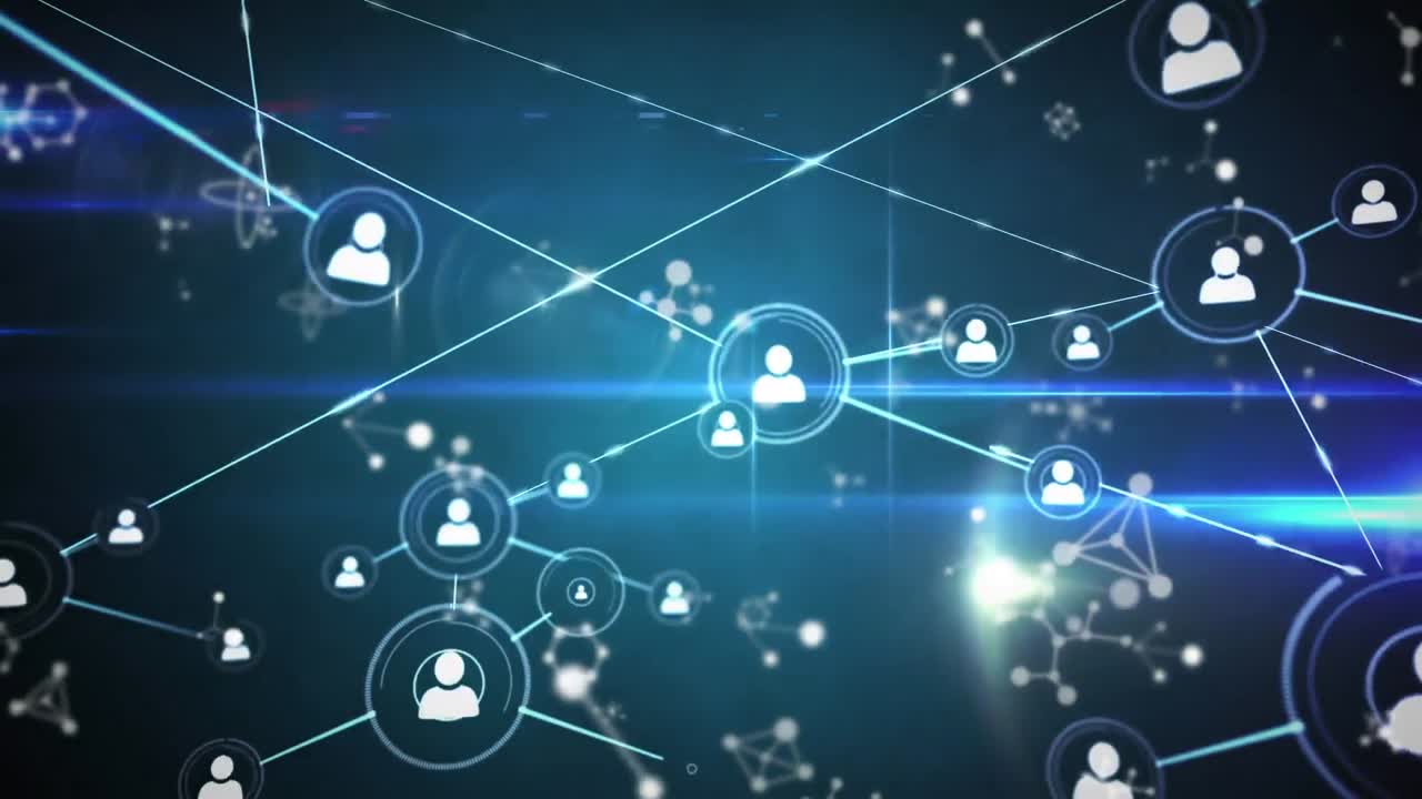 animación de la red de conexiones sobre el fondo de la marina