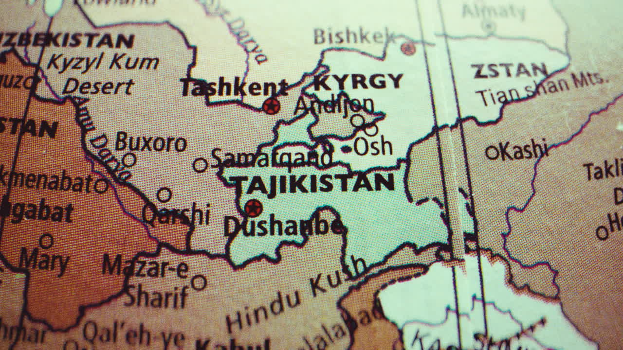 Map of Tajikistan and surrounding countries