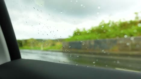 rainy day driving through countryside