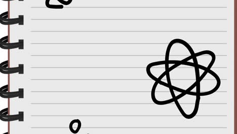 animación de iconos escolares y científicos sobre el fondo de papel regido.