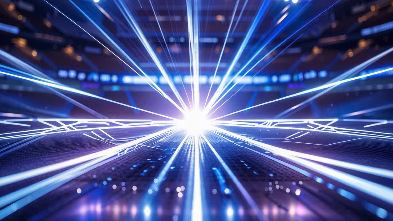 Futuristic Cyberpunk Arena with Glowing Neon Lights