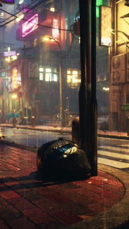 cyberpunk city street at night