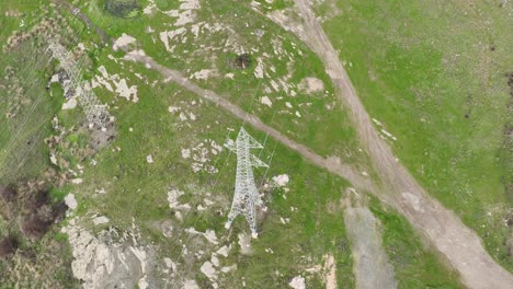 Aerial-view-of-overhead-lines,-drone-shot