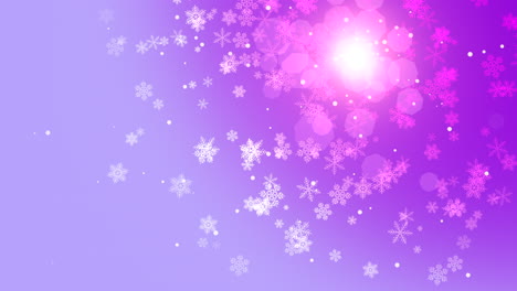 Animation-fly-white-snowflakes-and-abstract-particles-on-purple-holiday-background-1