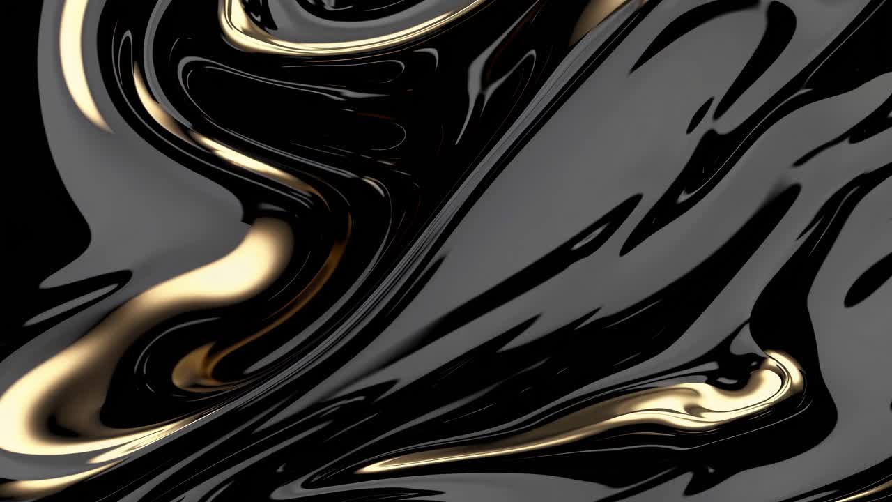 Abstract Liquid Gold and Black Texture | Premium Stock Video Footage