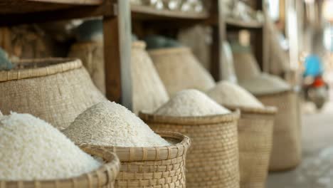 rice storage in traditional baskets