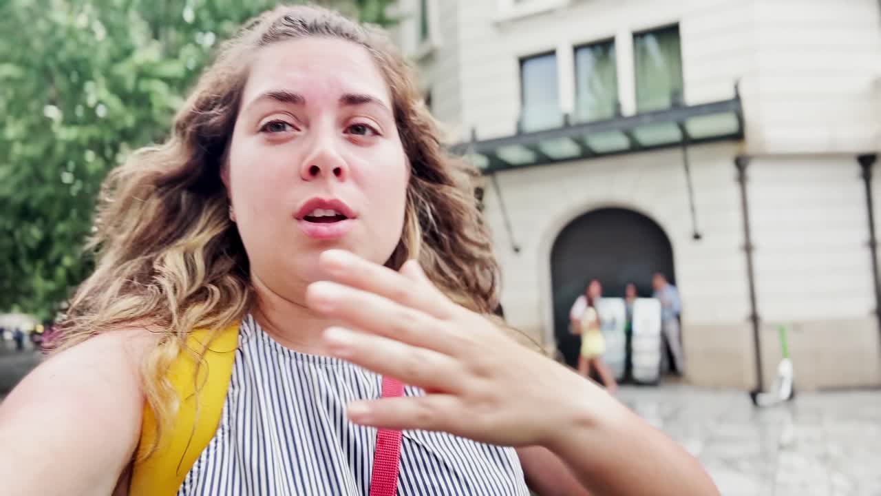 Expressive Vlogger Sharing Her Athens Insights on Camera