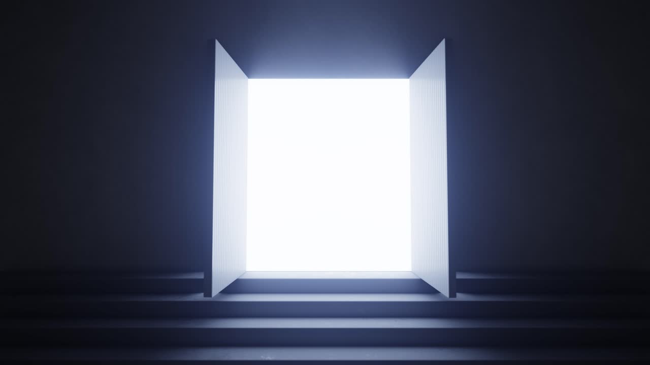 Futuristic Door Opening to Bright White Light