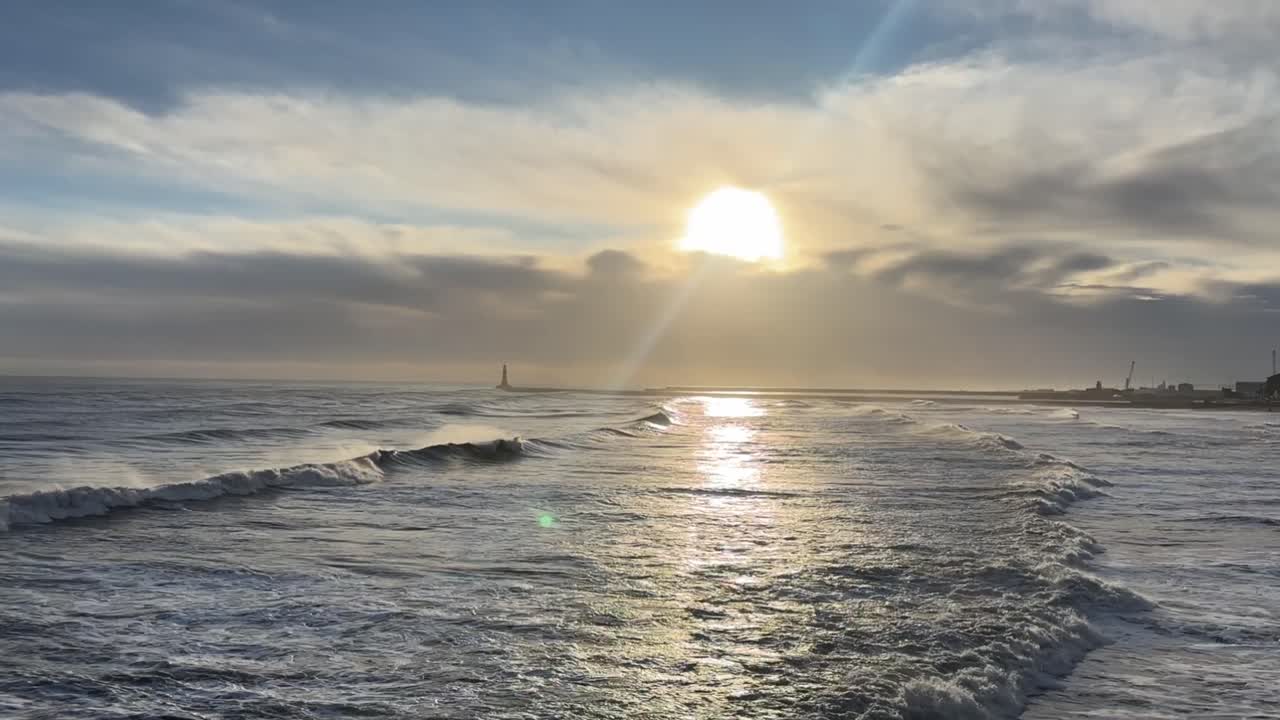 Big waves on a winters day in Sunderland north east UK england tyne and wear wearside roker seaburn beach