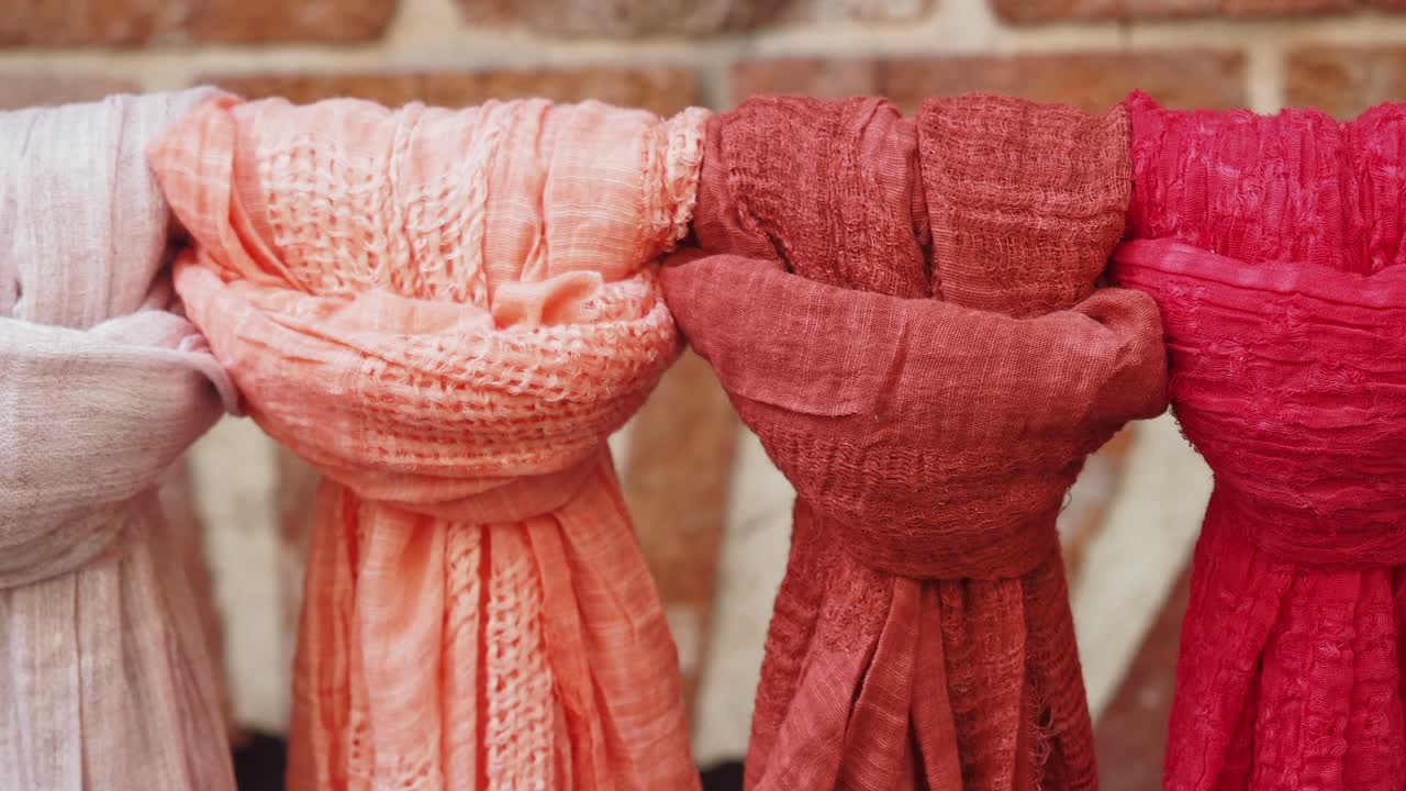 Colorful Tied Scarves Display