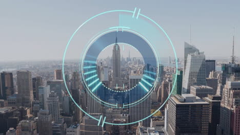 animation of circular scanner processing over new york cityscape