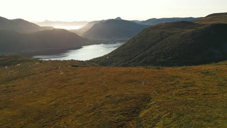 aerial over syvde, vanylven municipality, norway