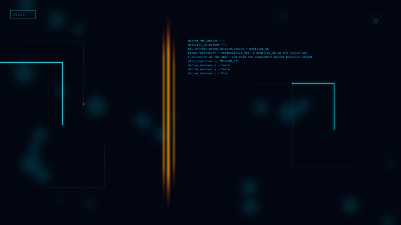 Digital Interface Displaying Python Programming Code with Abstract Graphics