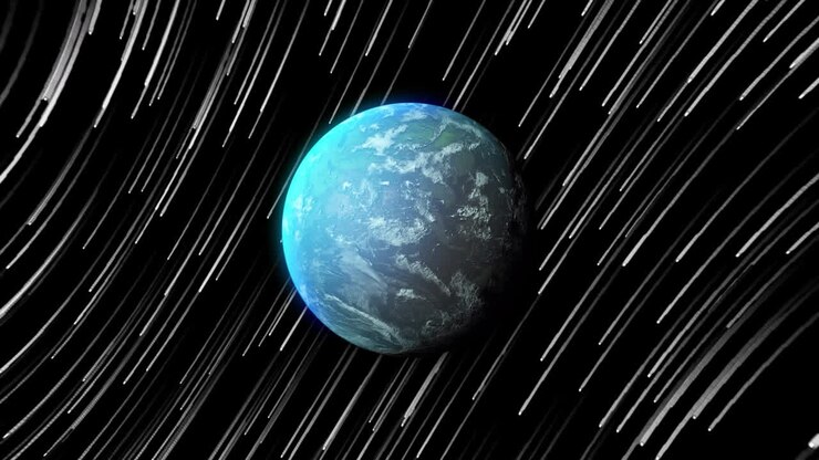 Animation of globe with light trail connections on black background