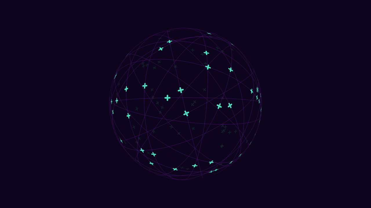 Interconnected stars a vibrant purple sphere illuminated by green stars