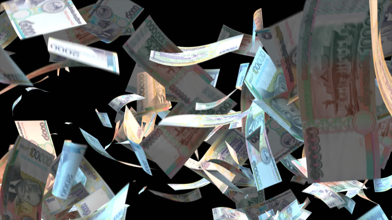 떨어지는 라오 키프 지폐