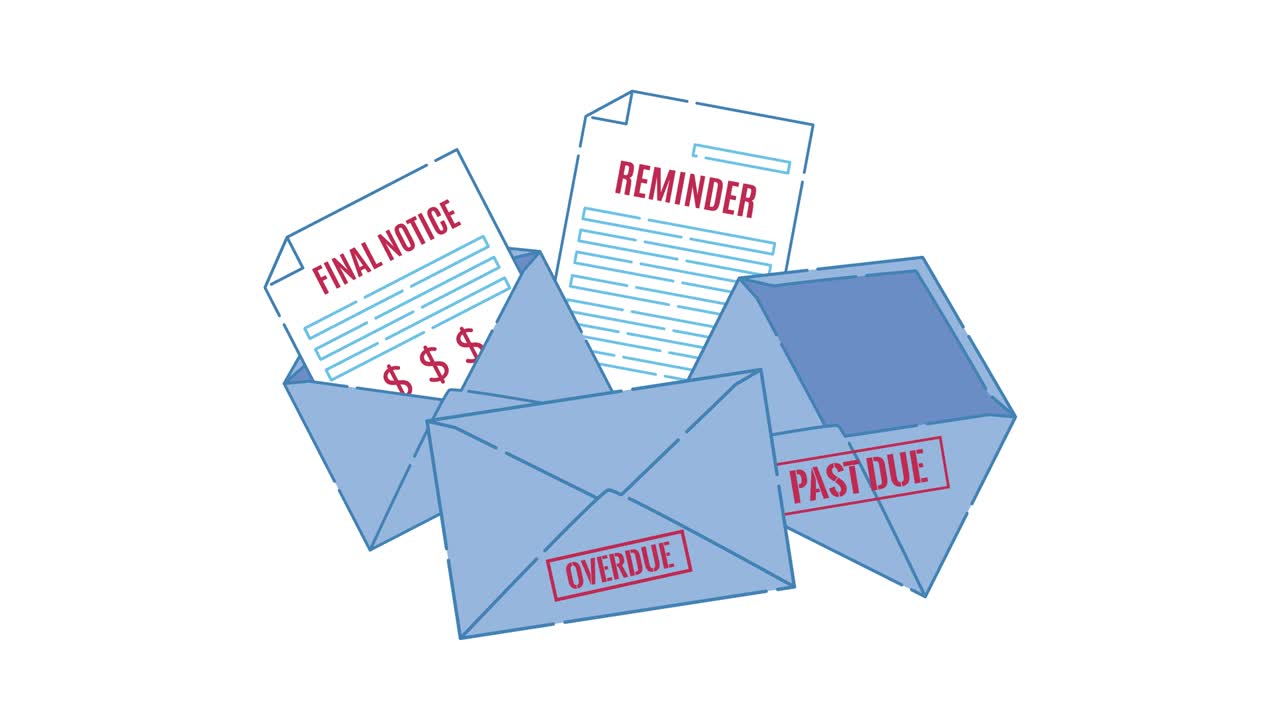 Final notice invoice letter cartoon animation