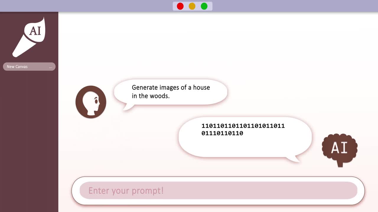 Animation of digital screen with ai technology chat and house in woods images over white background