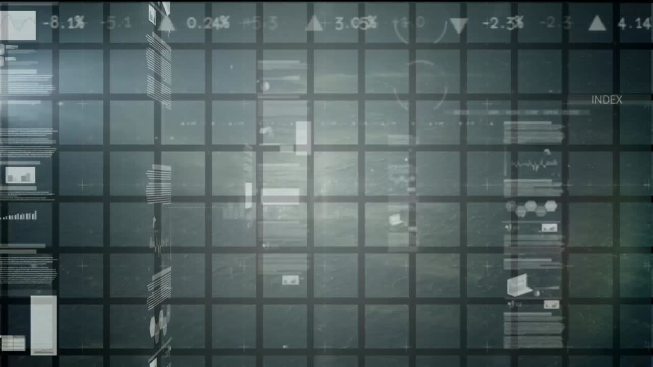 animación del procesamiento de datos financieros sobre un fondo negro