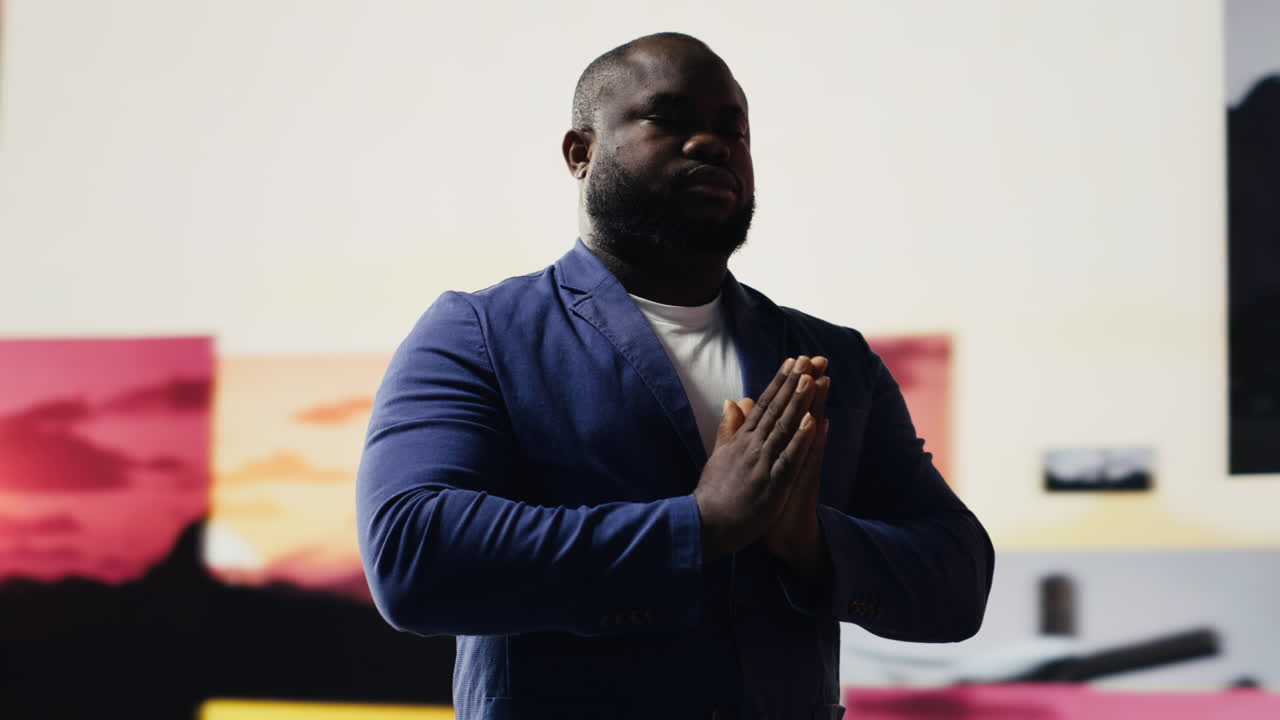 Young adult embracing the presence of Jesus with eyes closed in calm reflection