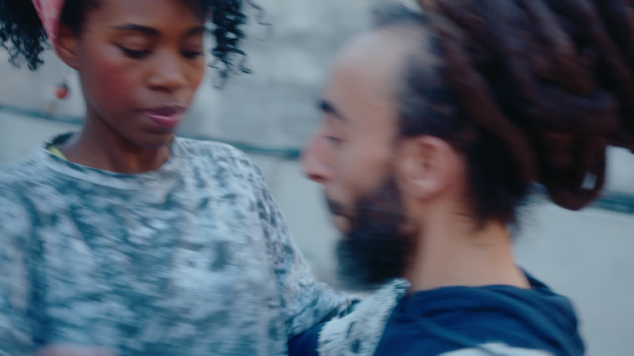 Beautiful Couple Dancing Argentine Tango Outside on Urban Rooftop