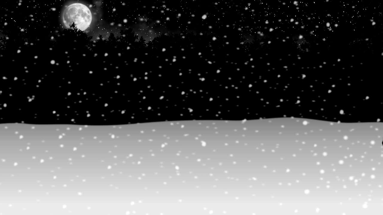 밤을 통해 이동 겨울 눈 숲 애니메이션