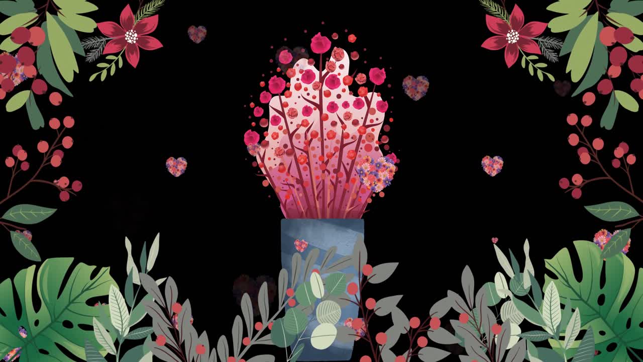 animación de plantas sobre un fondo negro