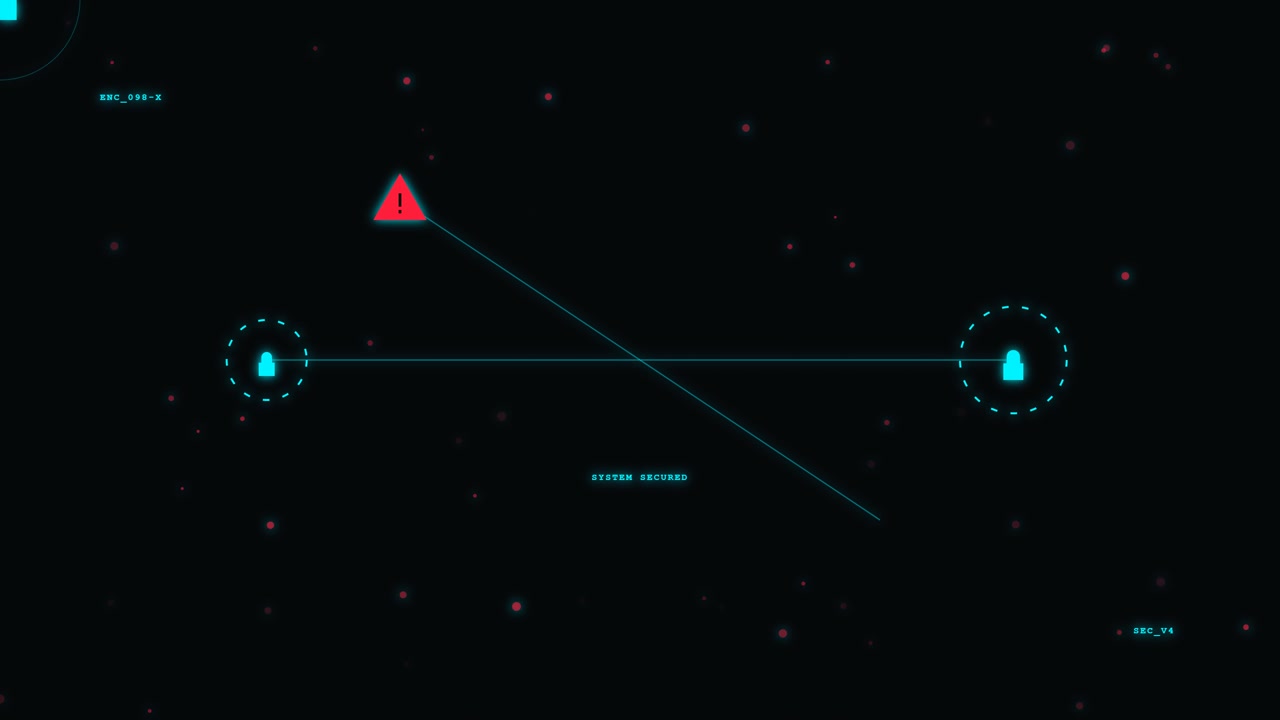 Digital Cyber Security Interface with Warning Alert and Data Connection
