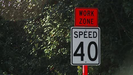 work zone speed limit 40 sign