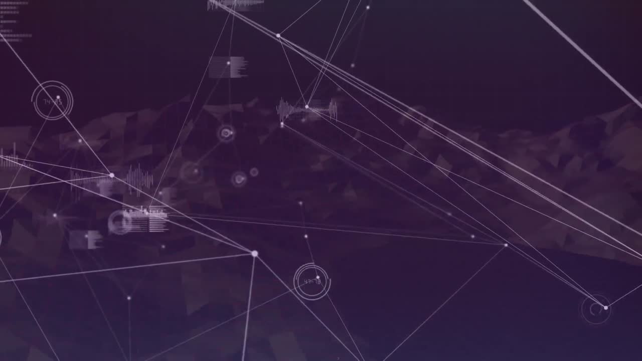 Animation of networks of connections over spinning mountains