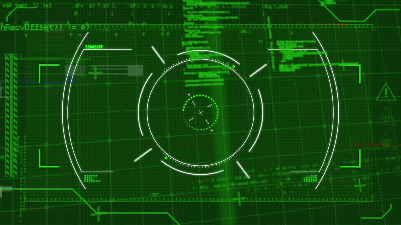Animation of scope scanning data processing and statistics recording on green background