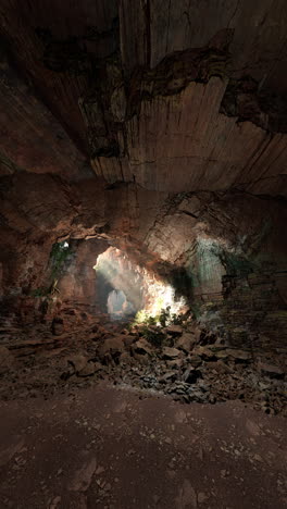 exploring the inside of a cave