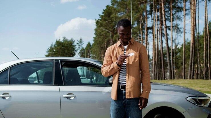 Homme avec permis de conduire